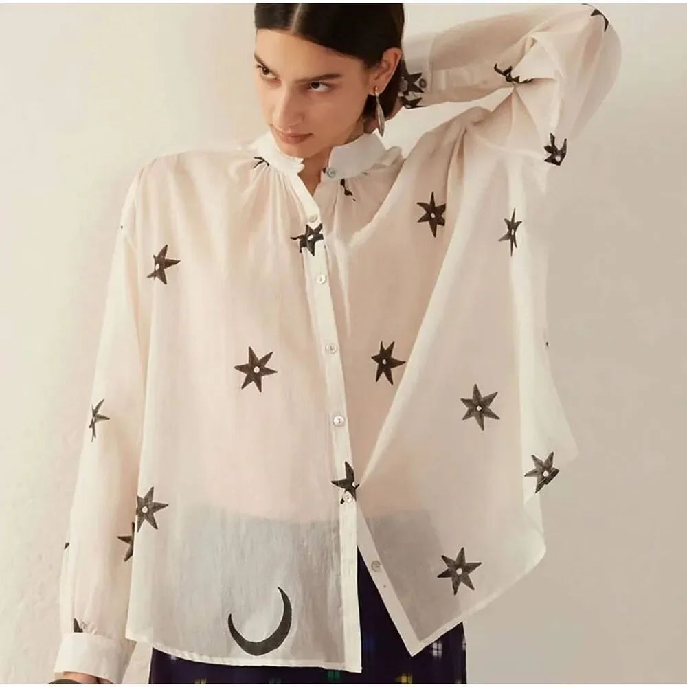 alix of bohemia kiki stargazer shirt - white black star